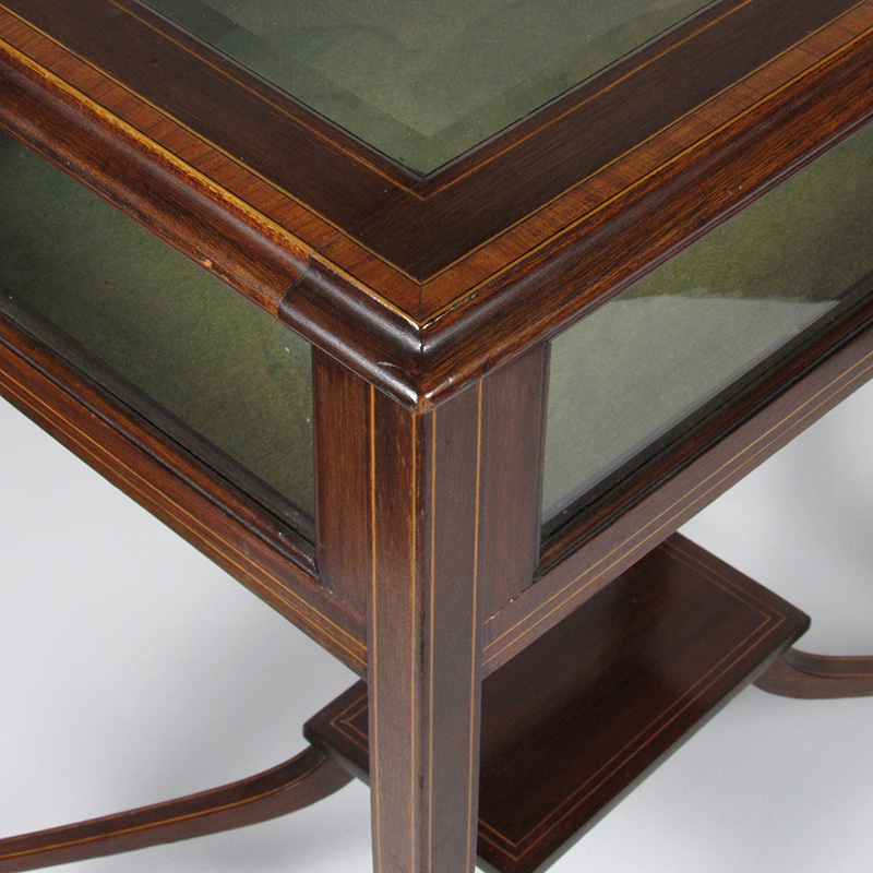 Vintage Inlaid Mahogany Vitrine Table