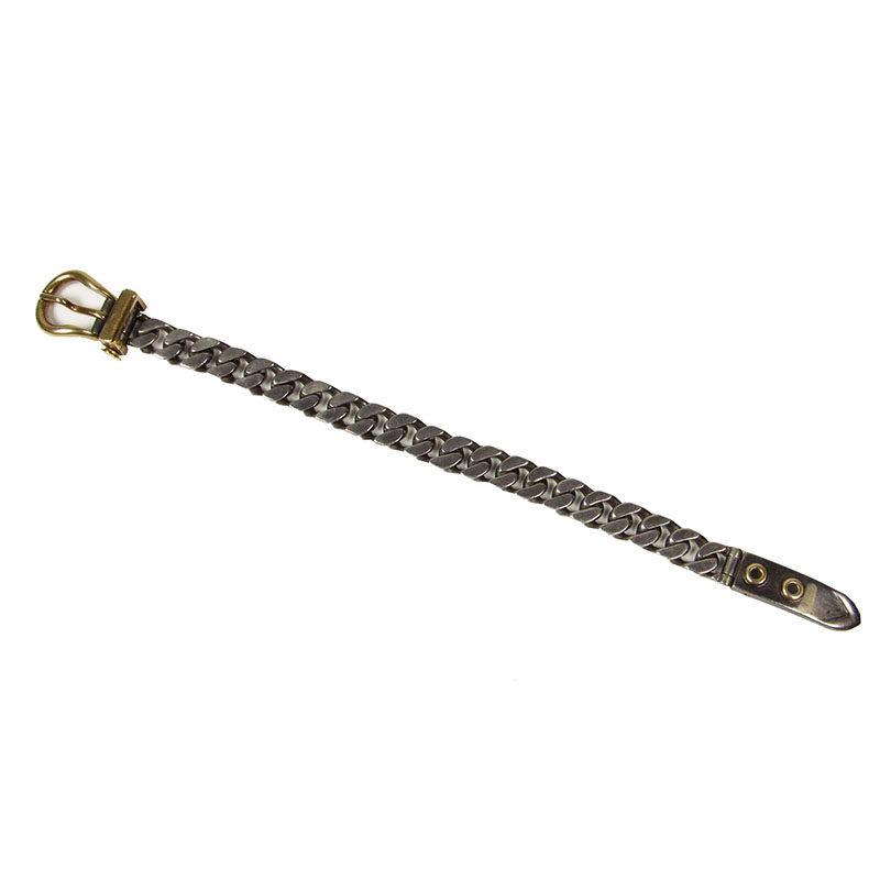 Vintage Hermes Sterling Silver & 18kt Gold Curb Chain Link Belt Buckle
